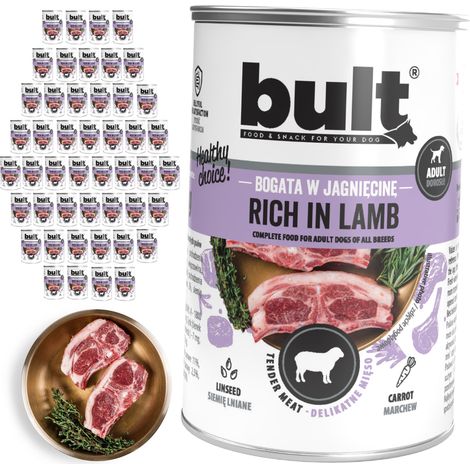 Cibo umido per cani BULT, gusto agnello, lattina da 48x400g (1/2)