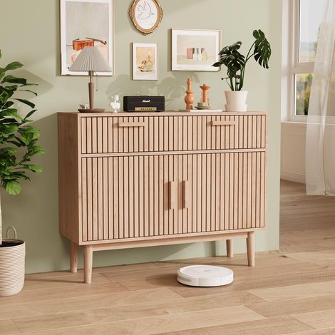 Sideboard aus Holz mit 2 Schubladen und 2 Türen, 100x80x35cm, Aufbewahrungsschrank für Küche & Esszimmer (1/5)