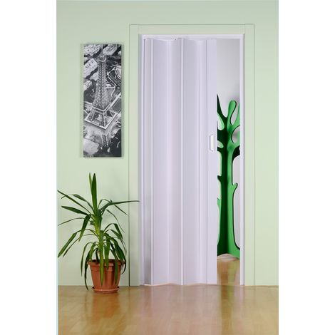 Porta a soffietto pvc stabilizzato c/maniglia cm 83x214 bianca - Salone (1/2)