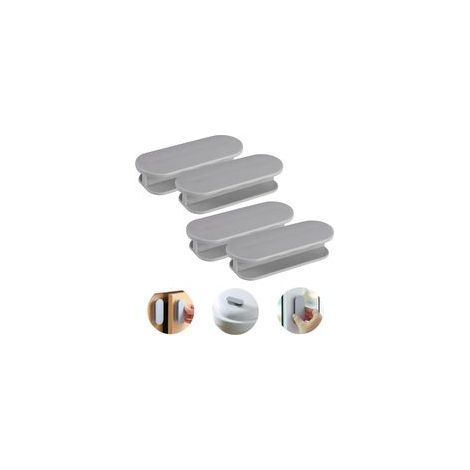 Lot de poignées de porte autocollantes – plastique – poignées de tiroir pour portes vitrées – grises (1/4)