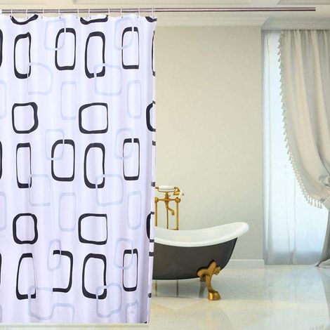Lntyq Rideau de douche 180x240 Tissu imperméable anti-moisissure Anneaux Anti-moisissure Anti-bactérien Salle de bain Largeur x Hauteur 180x240cm (1/5)