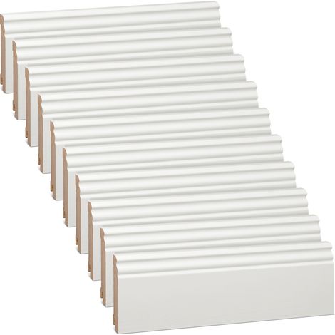 Plinthe bois massif de pin blanc RAL9010 profil Hamburger 18x95mm – 24m