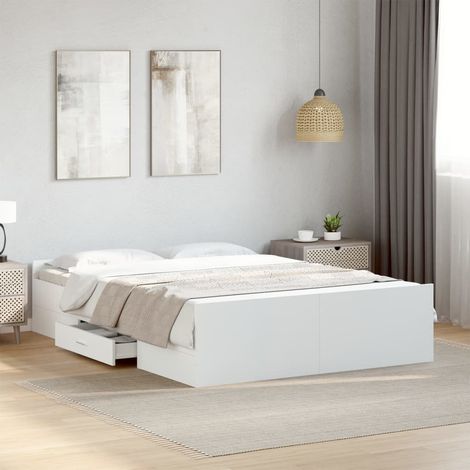 Cama con cajones madera de ingeniería blanca 140x190 cm vidaXL