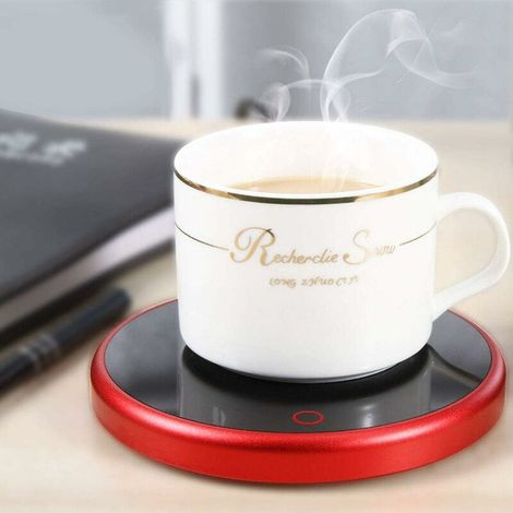 Tasse Électrique Réchauffeur Pad De Bureau Thé Café Tasse De Lait Réchauffeur Plateau De Dessous De Verre Ménage Bureau Fournitures(Rouge) (1/5)