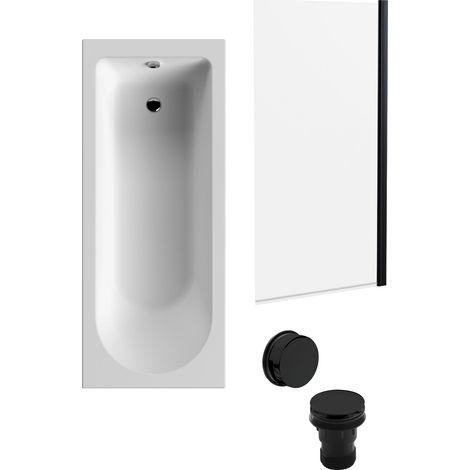 Round Single Ended 1700x700 Bath Set – Leg Set, Black Screen & Black Waste (1/4)