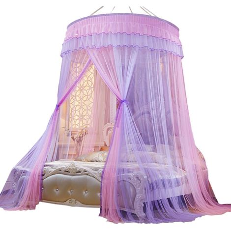 Baldaquin de lit en dentelle violette et moustiquaire (1/5)