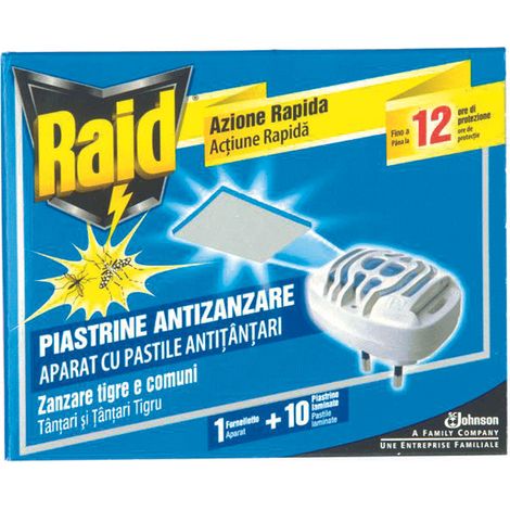 Raid antizanzare fornelletto + 10 piastrine - 1 diffusore + 10 piastrine