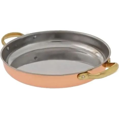 Poêle à frire cuivre laiton 26 cm avec poignées, excellente conductivité thermique