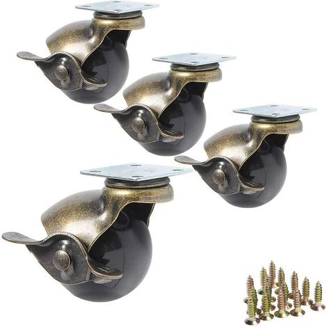 Roulettes a boule Avec frein Roulettes pivotantes 2 Pouce(50mm) Roues pivotantes à Billes Vis de livraison Lot de 4，