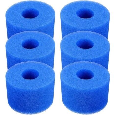 Lot de 6 cartouches de filtre de piscine réutilisables et lavables en mousse pour jacuzzi type S1 (bleu) (1/4)