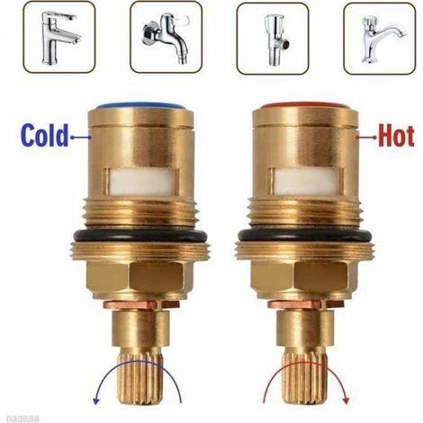 Tête De Disque Céramique - Cartouche Robinet Universelle 1/2 Pouces Quart De Tour - Pour Eau Chaude Froide - Paire (1/4)