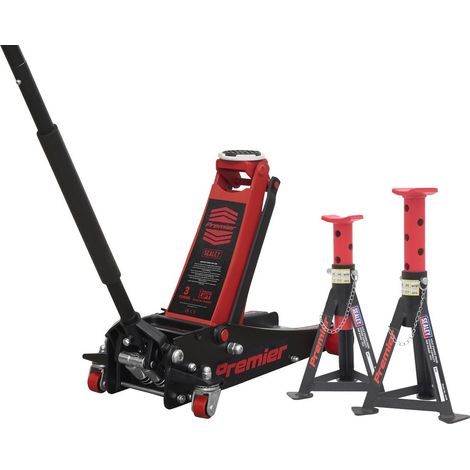 Sealey Trolley Jack 3 Tonne & Axle Stands (Pair) 3 Tonne per Stand Combo 3040ARCOMBO