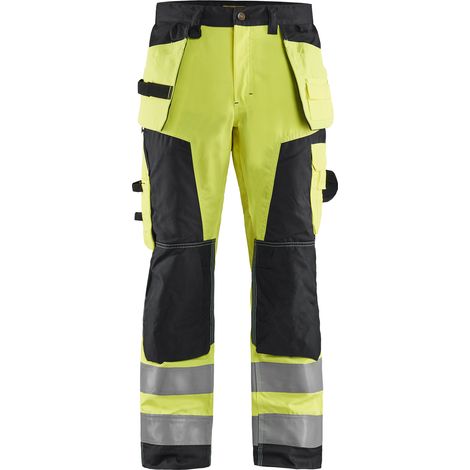 Pantaloni da lavoro alta visibilità artigianale 1568 - Giallo fluorescente/Nero XL - FR(48) - SE(C54) - Standard