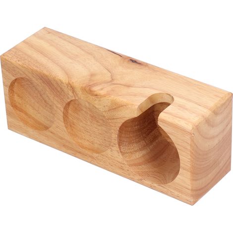 3-facher Kaffeefilterhalter aus Holz mit Tamperständer und Tamperbasis für die Hausbar, Holzfarbe, Frontöffnung (1/5)