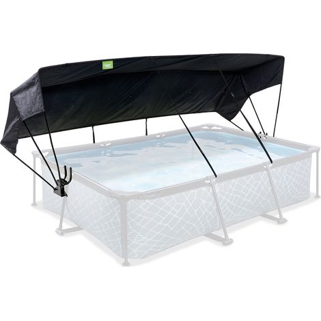 Voile d'ombrage piscine tubulaire rectangulaire 3,00 x 2,00 m – Protection UV – Système d'éventail ajustable – Tissu déperlant noir – Errebi Group (1/5)