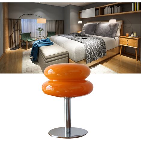 Tischleuchte aus Glas im Bauhaus-Macaron-Stil, Kinderlampe, Stimmungsleuchte fürs Schlafzimmer, trendige Dekoration, mädchenhafter Stil, USB-Knopfschalter, Form eines orangefarbenen Eierkuchens + dünn (1/5)