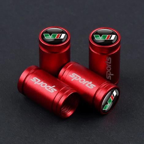 (Rouge pour VII) 4 emblèmes, badges, bouchons de valve de pneu pour voiture, compatibles avec Octavia Rapid, Fabia Superb, Kodiaq, Scala, Karop et Kamiq (1/5)