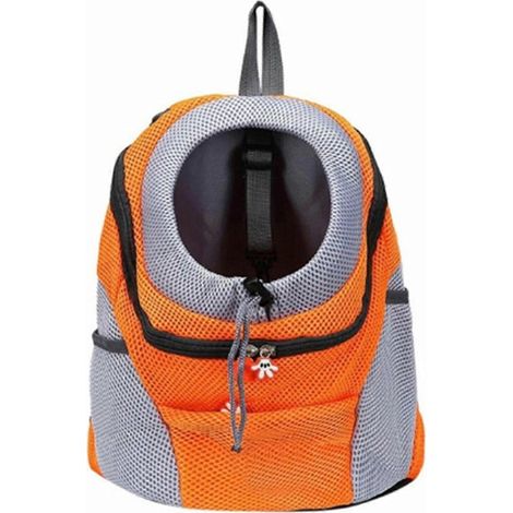 Sac à dos de voyage en filet pour chien et chiot, portable sur le devant et à bandoulière. (1/4)
