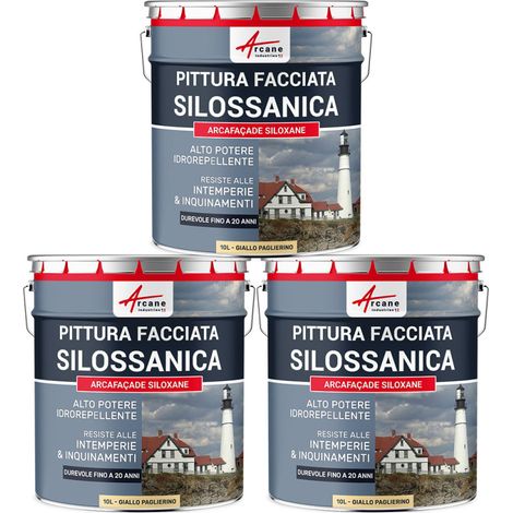 Pittura silossanica per esterni e facciate, ad alto potere idrorepellente - ARCAFAÇADE SILOXANE - 3 x 10 L Giallo Paglia - RAL 085 90 30 - ARCANE INDUSTRIES (1/5)