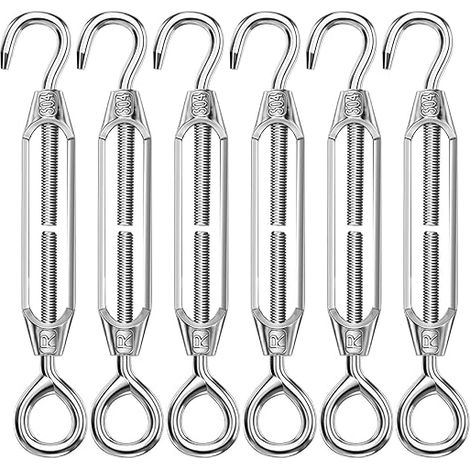 M6 Cable Tensioners, 304 Stainless Steel Tensioner Hook Adjustable Clothes Line Tensioner, Cable Turnbuckle for Shading Sail, Garden Fences (1/5)