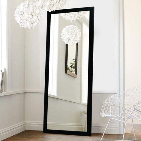 Espejo Carimate, Forma Rectangular, Tipo de Suelo, Estructura Transparente, 40x105h cm Negro (1/3)