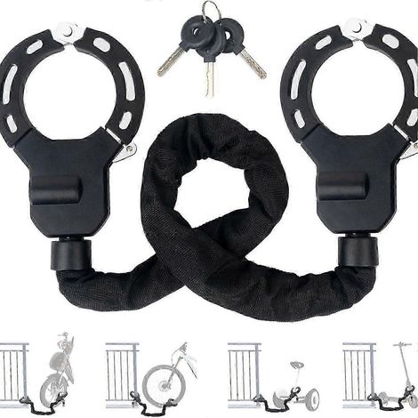 Antivol pour trottinette électrique, type menottes avec clé, avec manchon en caoutchouc, haute sécurité, 90 cm, idéal pour trottinettes électriques et vélos.-AquaForge (1/5)