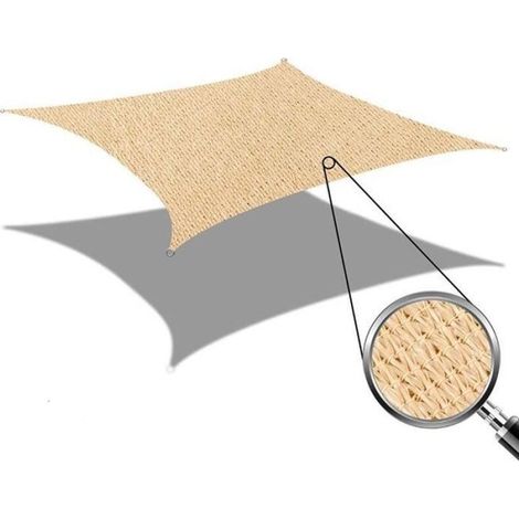 Toile pare-soleil respirante en PEHD - Protection UV - Filet pare-soleil - 2 x 3 m - Beige (1/5)