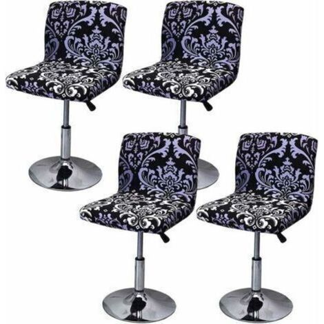 4 pièces Housse de tabouret de bar avec dossier extensible pour chaise de salle à manger pivotante