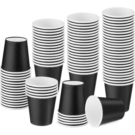 Lot de 100 gobelets en carton de 3 onces, gobelets de salle de bain jetables, mini gobelets à expresso, gobelets en carton jetables de 3 oz pour fête, pique-nique, bureau et voyage (noir) (1/5)