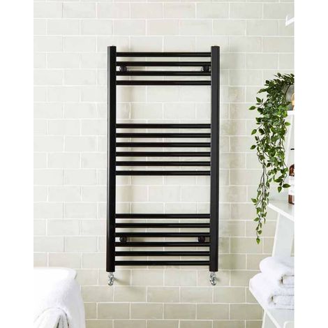 Kartell Black 1000mm x 500mm Straight 22mm Towel Rail - STR510B (1/5)