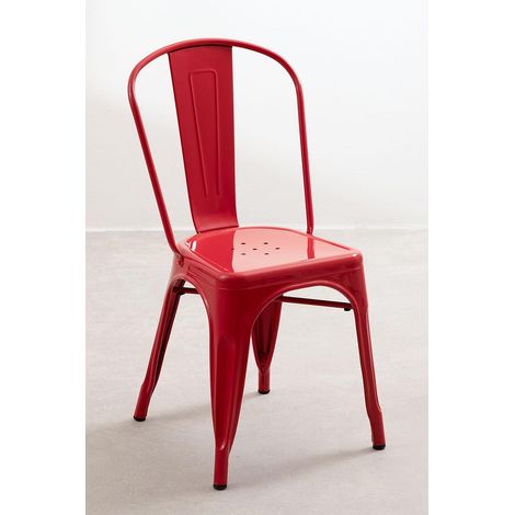 ORION91oficial® - Silla Acero BETA Rojo Apilable (85x43x45 cm) Estilo Industrial, Convertible a Taburete, Comedor, Hostelería, Oficina, Salón, Teletrabajo, Cocina - spaziOrion91 - Unidad (1/5)