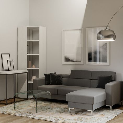 Libreria Angolare Moderna 5 Ripiani 60,3x60,3x205 cm in nobilitato Bianco (1/2)