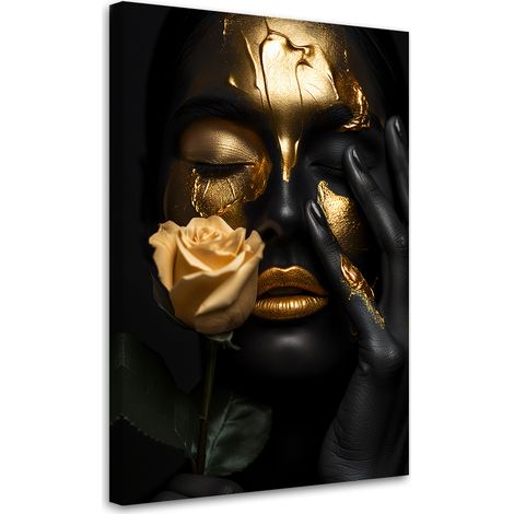 Tableau sur toile Tableau sur toile Visage en or d'une femme Glamour 70x100 (1/5)