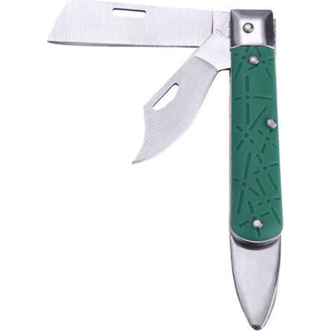 Couteau à greffer pliable à double lame pour le greffage en verger, vert - Convient pour un usage domestique et ménager. (1/5)