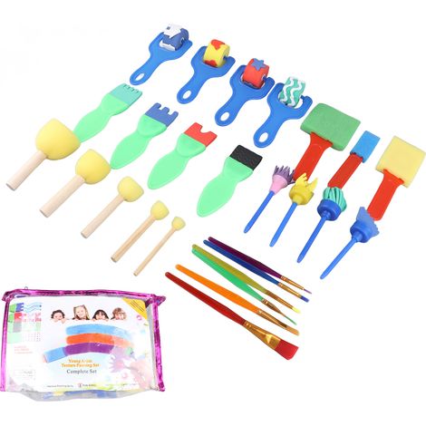 26 tampons éponges réutilisables lavables pour enfants et adultes, outils de peinture créative, apprentissage précoce, lot de 26 pièces (1/5)