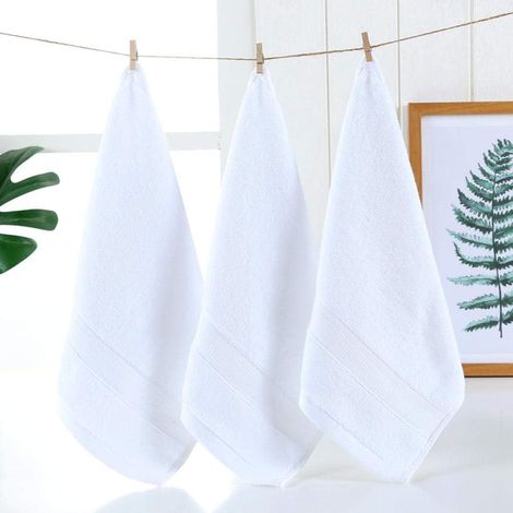 Filiyano-Ensemble de gants de toilette de qualité supérieure, serviettes carrées 3 pièces en pur coton doux et épais - blanc3434, serviette bouclée (1/4)