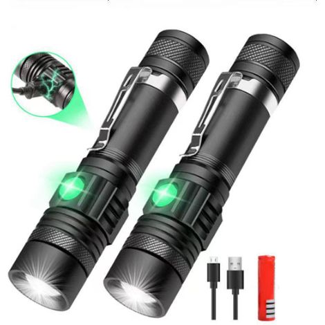 Lampe torche LED, lampe torche rechargeable USB, lampe torche LED extrêmement lumineuse, (1/3)
