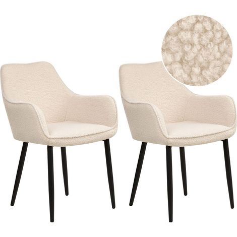 Set di 2 sedie da pranzo in tessuto beige chiaro Alden