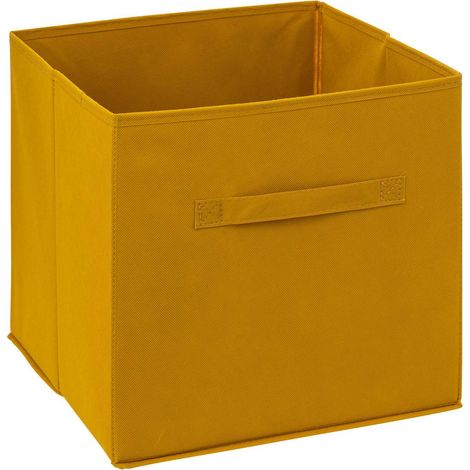 Caja de almacenamiento color mostaza con asas, 31x31 cm. (1/3)