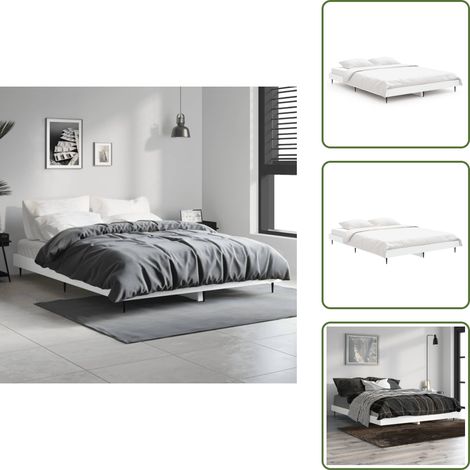 Cadre de lit sans matelas blanc 140x190 cm bois d'ingénierie - Cadre De Lit - Lit Double - Lit Blanc - Meuble Chambre - Literie