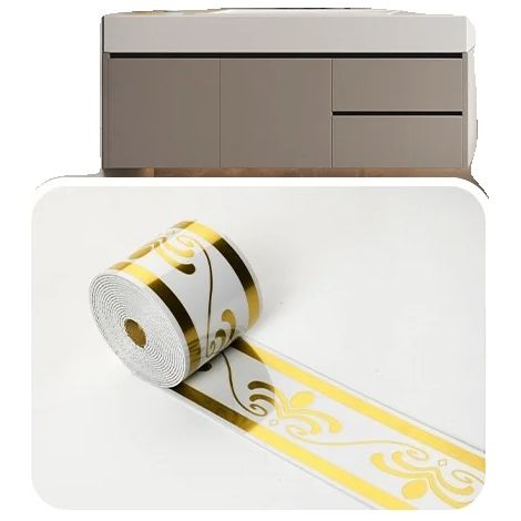 Autocollants muraux, design auto-adhésif, matériau PVC durable, Motif doré (1/2)