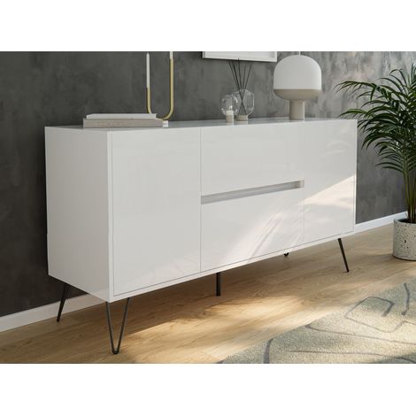 Sideboard Yako 140cm 2 SoftClose 2 Türen Weiß hochglanz
