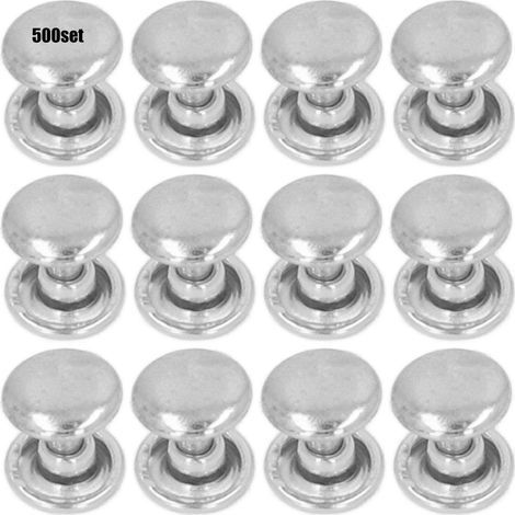 500 Stück 8 mm Metallnieten, Heimwerkerbedarf, Doppelflachkopf, gleichmäßige elektrolytische Beschichtung, Lederbedarf, Silber (1/5)