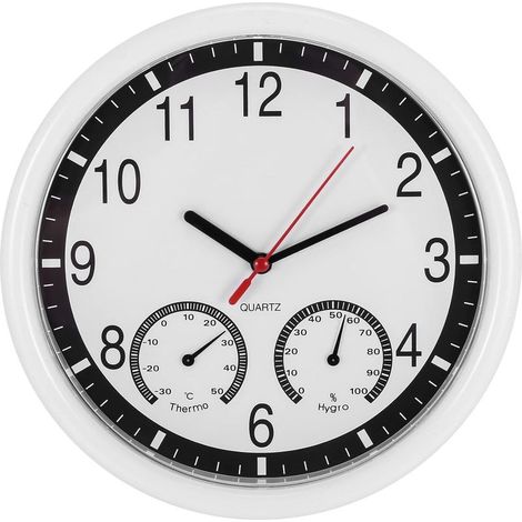 Horloge murale d'extérieur avec thermomètre et hygromètre, pour jardin, patio, terrasse, piscine et décoration intérieure ou extérieure-AquaForge (1/5)