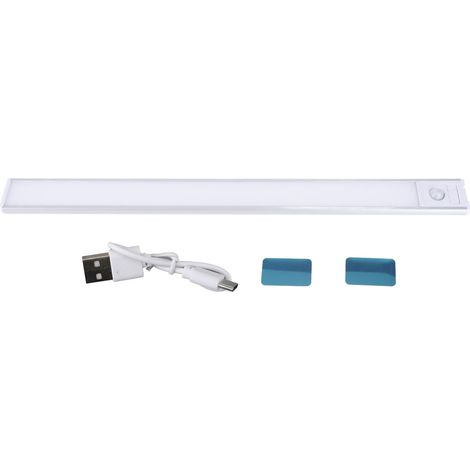 Ortviai Lampe LED sous-meuble avec capteur de mouvement, rechargeable USB-C, 3 couleurs réglables (blanc/chaud/neutre), 40 cm (1/5)