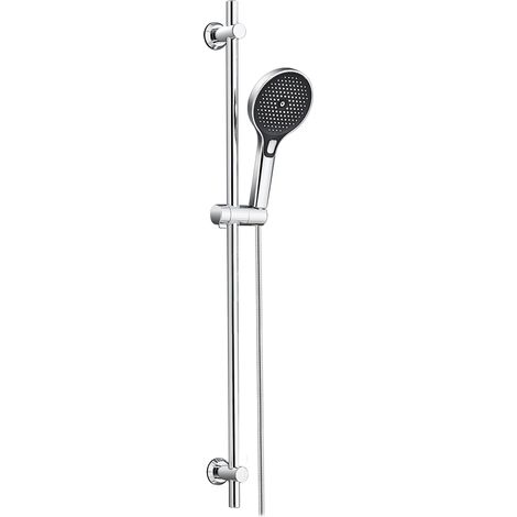 Colonne de Douche en Acier inoxydable avec Douchette à Main 3 Jets, Ensemble Barre de douche et Support de Pommeau de Douche et Tuyau pour Salle de Bain, 100cm Chromé (1/5)