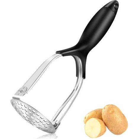 Presse-purée en acier inoxydable avec long manche, broyeur à pommes pliable pour fruits, légumes et aliments pour bébés (1/5)