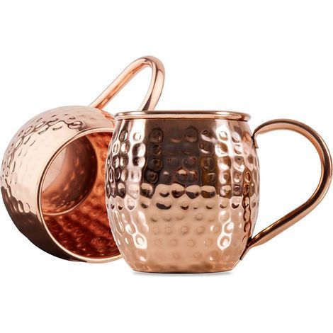Tasses Moscow Mule, 2 tasses en cuivre idéales pour toute boisson frache, tasses en cuivre, verre à bière, cocktail (1/4)