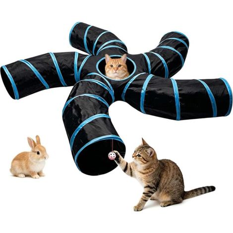 Road Tunnel pour Chat, Tubes de Tunnels Pliable Jouet Labyrinthe interactif pour Petits Animaux, Petit Lapin,Chaton, Chiot,Furet,cochons d’ Inde (1/5)