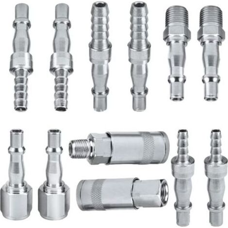 S-giant Connecteurs d'air, 12 raccords d'air, raccords de tuyau d'air BSP de 6,35 mm pour tuyau de 6, 8 et 10 mm (1/4)